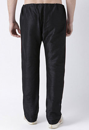 Solid Color Dupion Silk Pant in Black