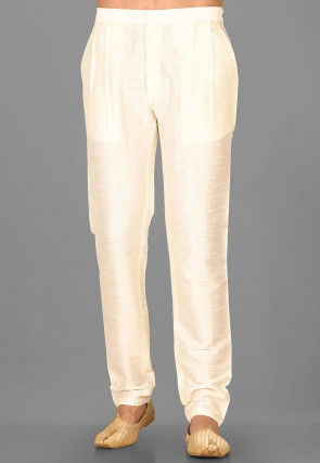 Solid Color Dupion Silk Pant in Cream