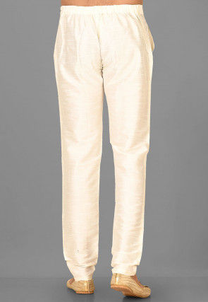 Solid Color Dupion Silk Pant in Cream