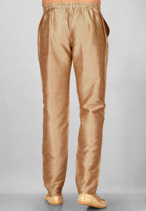 Solid Color Dupion Silk Pant in Dark Beige