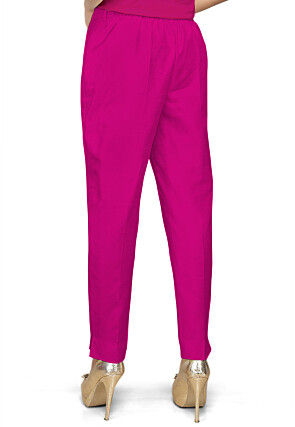 Solid Color Dupion Silk Pant in Fuchsia