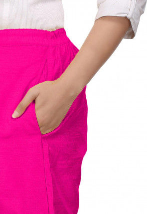 Solid Color Dupion Silk Pant in Fuchsia
