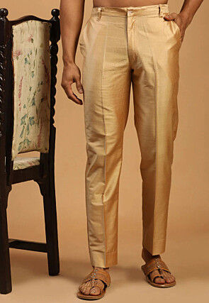 Solid Color Dupion Silk Pant in Golden