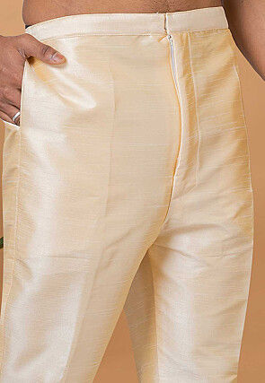 Solid Color Dupion Silk Pant in Light Beige