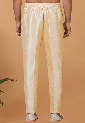 Solid Color Dupion Silk Pant in Light Beige