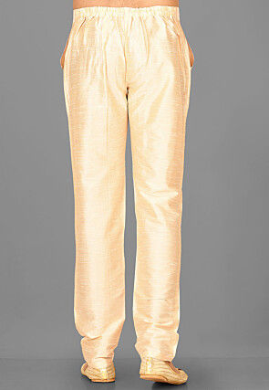 Solid Color Dupion Silk Pant in Light Beige