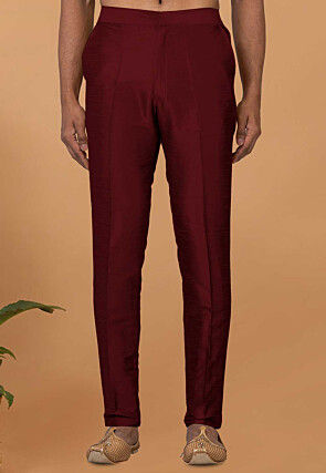 Solid Color Dupion Silk Pant in Maroon