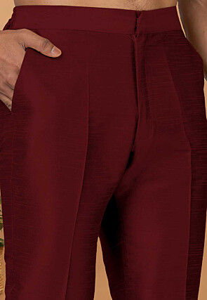 Solid Color Dupion Silk Pant in Maroon