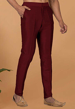 Solid Color Dupion Silk Pant in Maroon