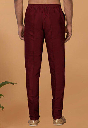 Solid Color Dupion Silk Pant in Maroon
