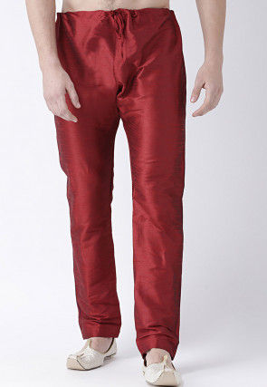 Solid Color Dupion Silk Pant in Maroon