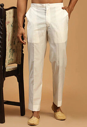 Solid Color Dupion Silk Pant in Off White