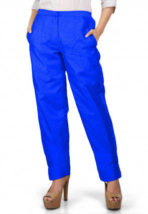 Solid Color Dupion Silk Pant in Royal Blue