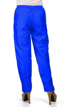 Solid Color Dupion Silk Pant in Royal Blue