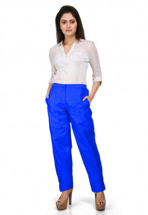 Solid Color Dupion Silk Pant in Royal Blue