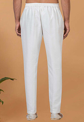 Solid Color Dupion Silk Pant in Off White