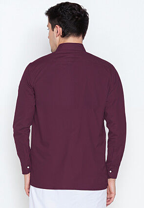 Solid Color Dupion Silk Shirt in Wine