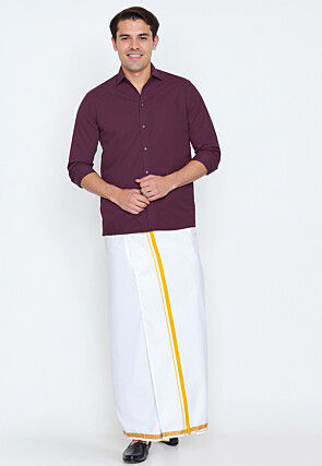 Solid Color Dupion Silk Shirt in Wine