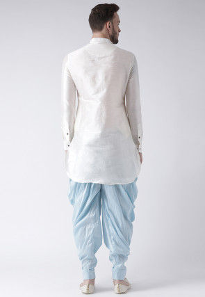 Solid Color Dupion Silk Short Dhoti Kurta in Off White