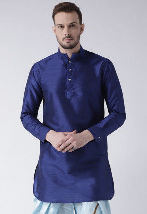 Indian Mens Kurta Designs For All Occasions At Utsav Fashion Patial shalwar is a elegant combination with kurta for boys now black colour kurta pajama design for boy 2019 is becoming most favorite choice on weddings. solid color dupion silk short kurta in blue