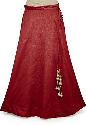 Solid Color Dupion Silk Skirt in Maroon