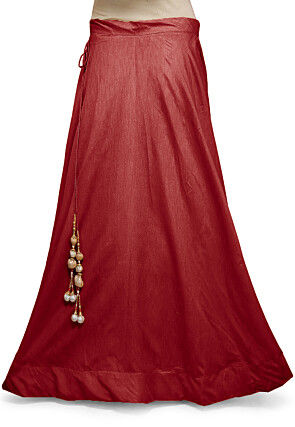 Solid Color Dupion Silk Skirt in Maroon