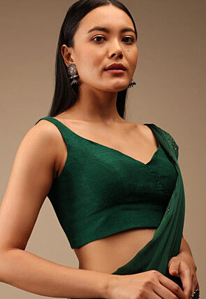 Solid Color DupionBlouse in Dark Green