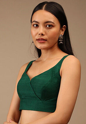 Solid Color DupionBlouse in Dark Green