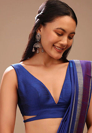 Solid Color DupionBlouse in Royal Blue