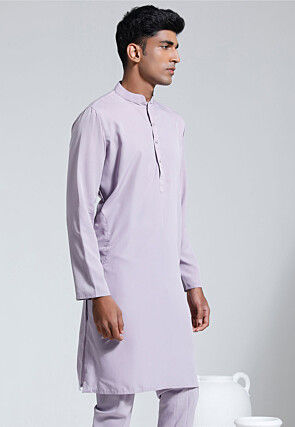 Solid Color Crepe Kurta in Light Purple