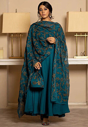 Blended Cotton Suit Set in Blue | Indian suits for women, Suits for women  indian, Fancy dress design