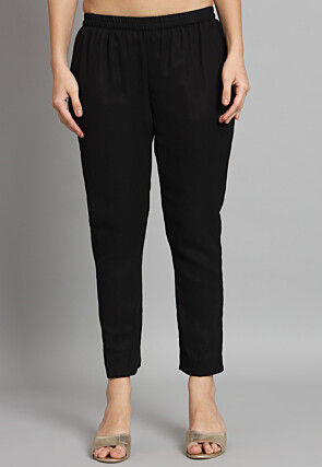 Solid Color Georgette Aline Suit in in Black