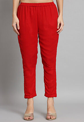 Solid Color Georgette Aline Suit in in Red