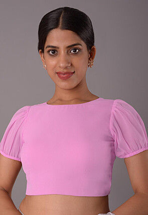 Solid Color Georgette Blouse in Baby Pink
