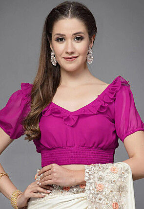 Solid Color Georgette Blouse in Magenta