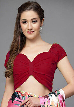 Solid Color Georgette Blouse in Maroon