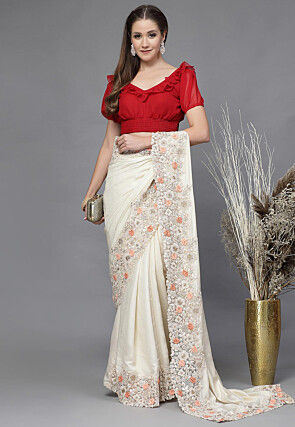 Solid Color Georgette Blouse in Red