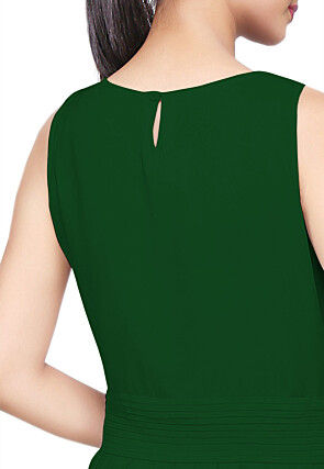 Solid Color Georgette Dress in Dark Green