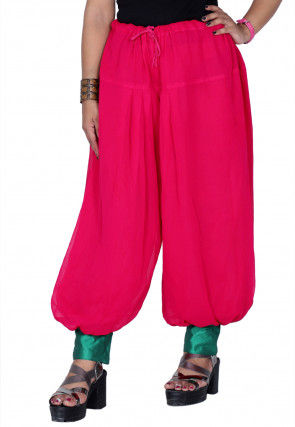 Solid Color Georgette Harem Pant in Fuchsia