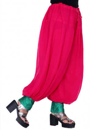 Solid Color Georgette Harem Pant in Fuchsia