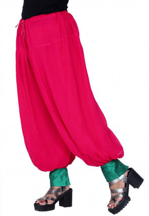 Solid Color Georgette Harem Pant in Fuchsia