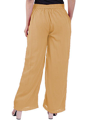 Solid Color Georgette Palazzo in Beige