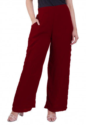 Solid Color Georgette Palazzo in Maroon
