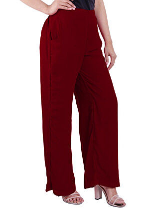 Solid Color Georgette Palazzo in Maroon