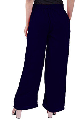 Solid Color Georgette Palazzo in Navy Blue