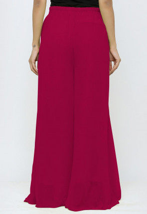 Solid Color Georgette Sharara in Fuchsia