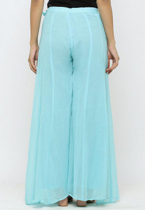 Solid Color Georgette Sharara in Pastel Blue