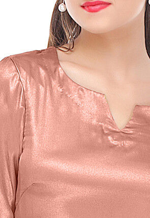 Solid Color Georgette Shimmer Top in Peach