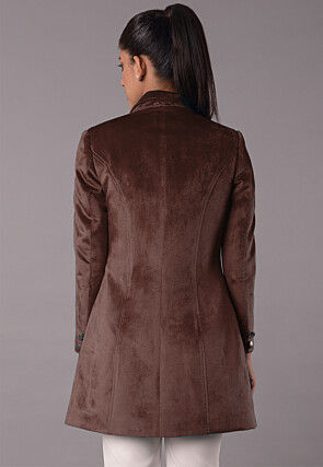 Solid Color Velvet Jacket in Brown