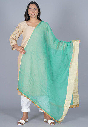 Solid Color Jute Net Dupatta in Sea Green